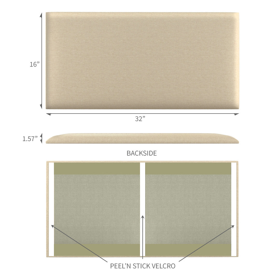 Upholstered Wall Panels Linen Sandy Shore Beige 32"x 16" (4 Pack)