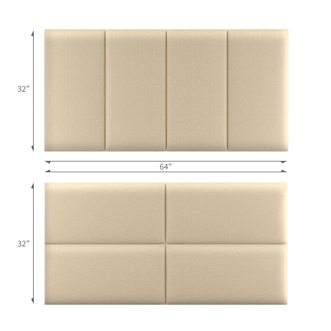 Upholstered Wall Panels Linen Sandy Shore Beige 32"x 16" (4 Pack)