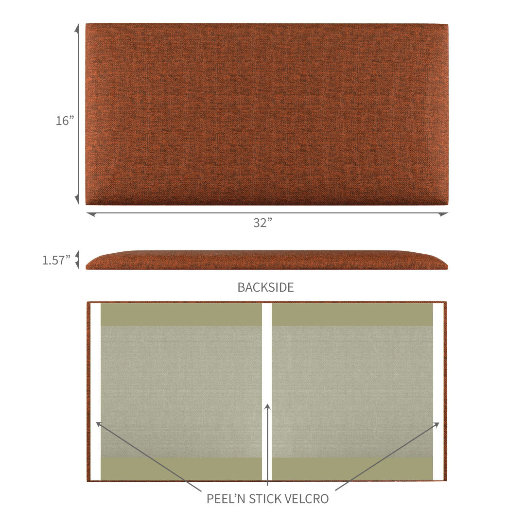 Upholstered Wall Panels Linen Spicy Terracotta 32"x 16" (4 Pack)