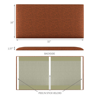 Upholstered Wall Panels Linen Spicy Terracotta 32"x 16" (4 Pack)