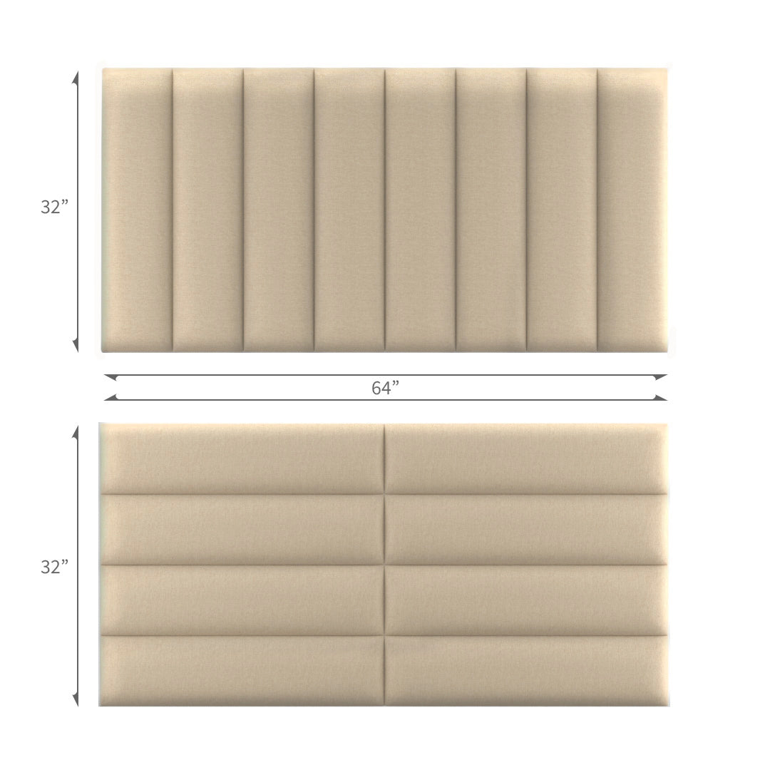 Upholstered Wall Panels Linen Sandy Shore Beige 32"x 8" (8 Pack)