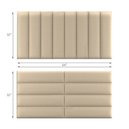 Upholstered Wall Panels Linen Sandy Shore Beige 32"x 8" (8 Pack)