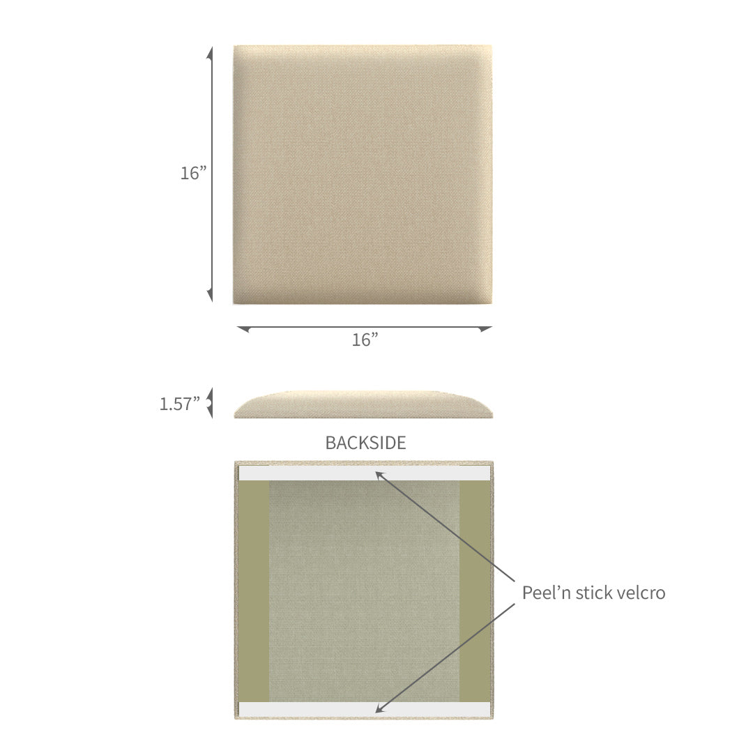 Upholstered Wall Panels Linen Sandy Shore Beige 16"x 16" (8 Pack)