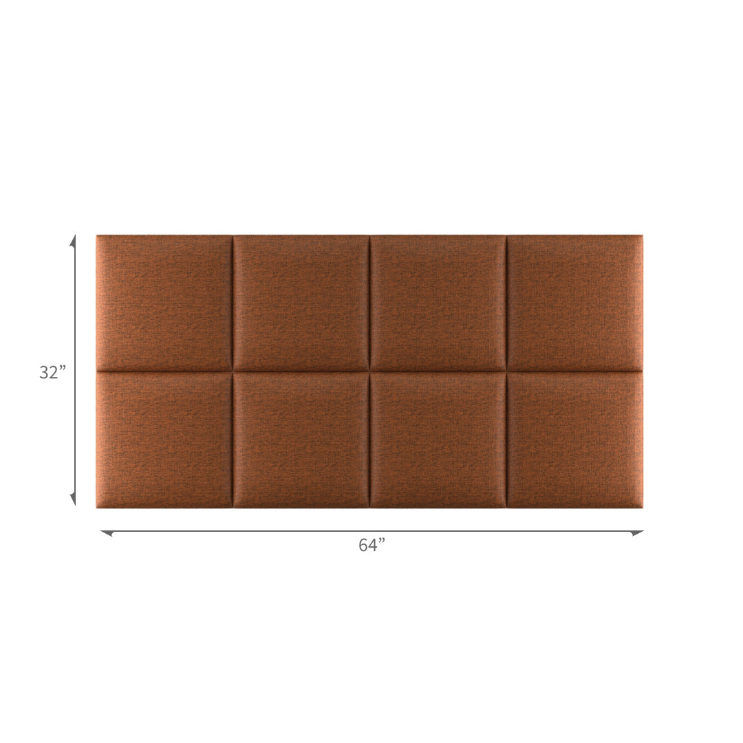 Upholstered Wall Panels Linen Spicy Terracotta 16"x 16" (8 Pack)