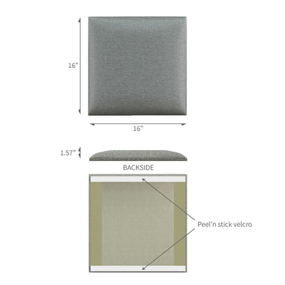 Upholstered Wall Panels Linen Ash Blend Gray 16"x 16" (8 Pack)